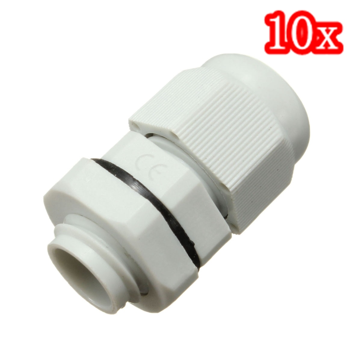 10Pcs M12x1.5 12mm Cable Gland Compression TRS Stuffing Gland Locknut Waterproof IP68 CE White Plastic Cable Gland Connector