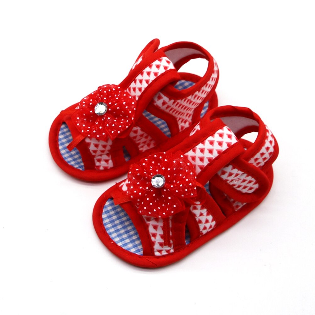 Sandales d'été en coton pour -né fille, chaussures de princesse à semelles souples, motif de fleurs creuses