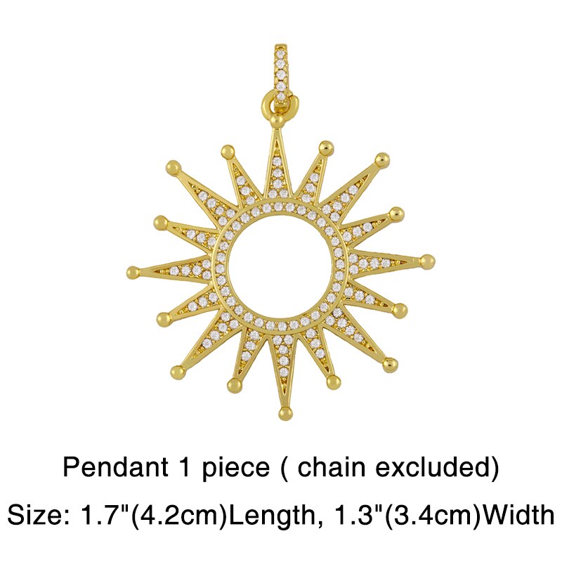 FLOLA Catena D'oro Evil Eye Collane Per Le Donne Collana Di Cristallo Del Cuore Pendenti Con Gemme E Perle CZ Zirconia FAI DA TE Pendenti E Ciondoli Gioielli Fatti A Mano nker38: sun