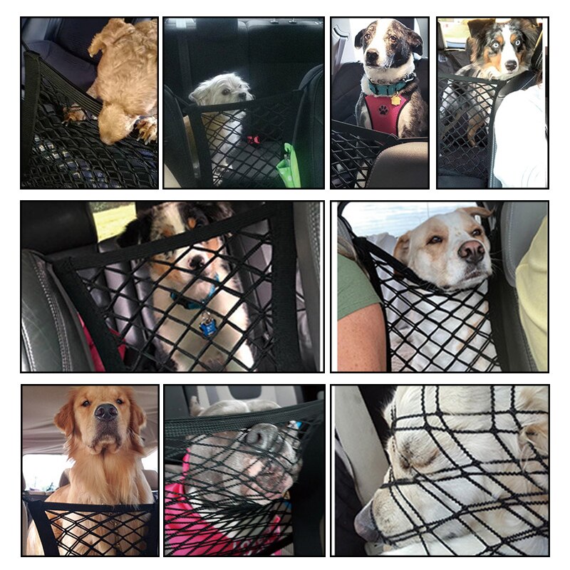 Elastic Car Pet Barrier Mesh Isolation Backseat Mesh Car Back Seat Safety Travel Dog Car Divider Net with Adjusting Rope Hook