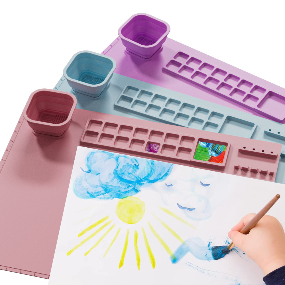 1PCS Silicone Painting Pad Brush Holder Crafts Silicone Pad Multifunctional Silicone Art Painting Art Clay Graffiti Mat Washable