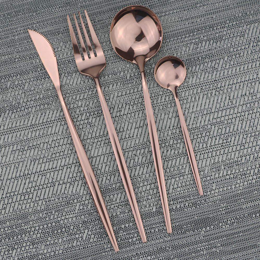 24Pcs Rose Gold 304 Rvs Servies Set Westerse Diner Bestek Zilverwerk Bestek Mes Lepel Vork Servies Set