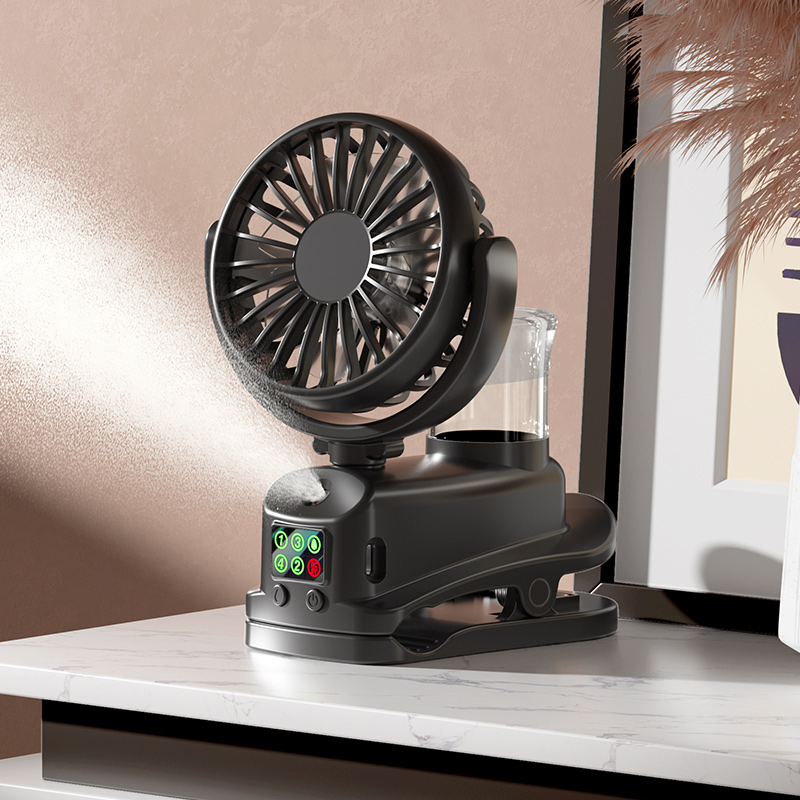 Viergeschwindigkeits-Sprühventilator mit Ladefunktion, Miniventilator mit Sockelclip, geeignet für Höhle Heim- und Bürogebrauch, kompakt für Höhle Außenbereich: Gelb