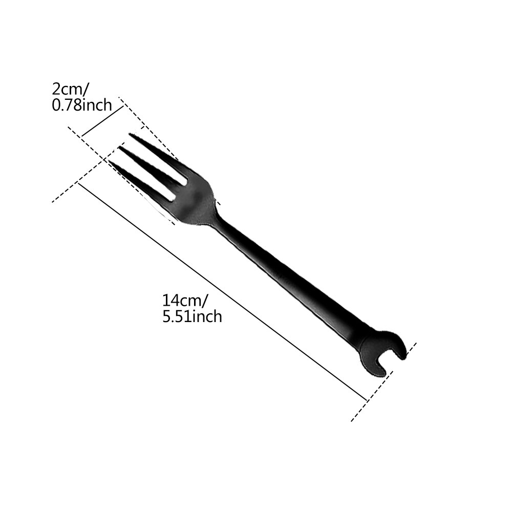 Stainless Steel Dinnerware Set Wrench Shape Fork Spoon Knife Tableware For Dinner Western Utensils Table Cutlery Set: Black Fork S