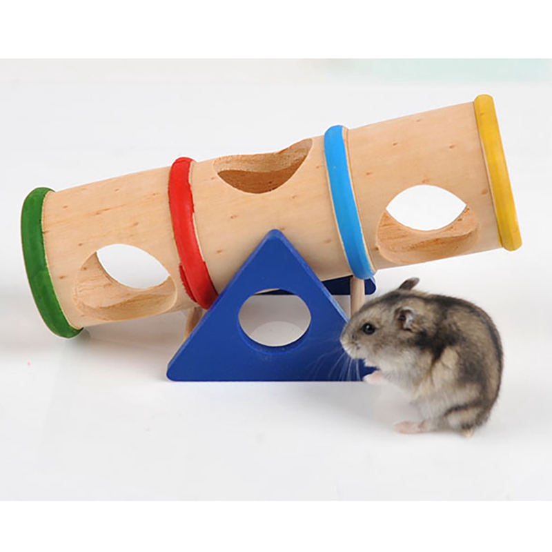 Hamster Holz Spielzeug Umgedrehte Eimer Hamster Wippe Tunnel Rohr Kleine Haustier Holz Spielzeug