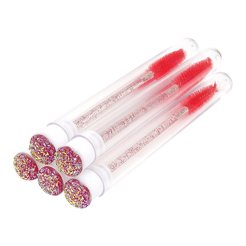 10/20 Pcs Wimpers Borstel Met Buis Kristal Wegwerp Glitter Wenkbrauw Borstels Vervangbare Stofdicht Wimper Accessoires: Red 10pcs
