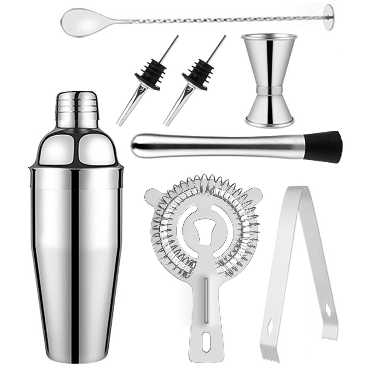 Stainless Steel Cocktail Shaker Cocktail Shaker Bar Set Mixer Wine Martini Boston Shaker with Stand Drink Party Bar Accessories