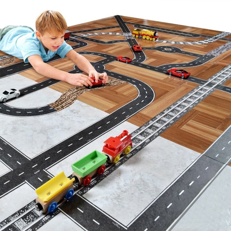 MiDeer DIY Autobahn Eisenbahn Klebeband Spielzeug Kamera Spur Szene-Kollokation Auto Zug