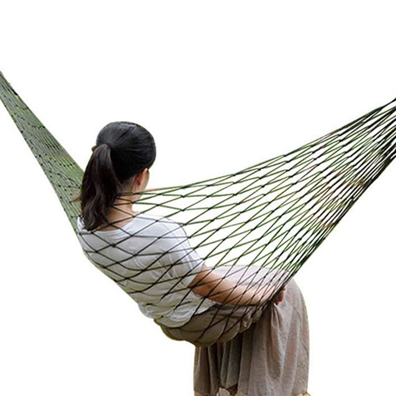 Utomhus inomhus hängmatta nylon rep mesh enkel hängmatta tjock nylon rep nät hängmatta