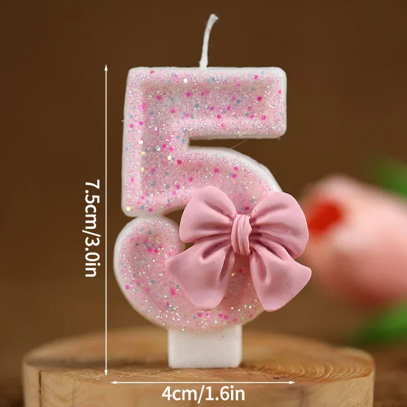 Vela de pastel con número 2025, vela de cumpleaños con purpurina rosa, 1, 2, 3, 4, 5, 6, 7, 8, 9, vela con número 3D, adorno para tarta, decoración para tarta de de cumpleaños: Crema