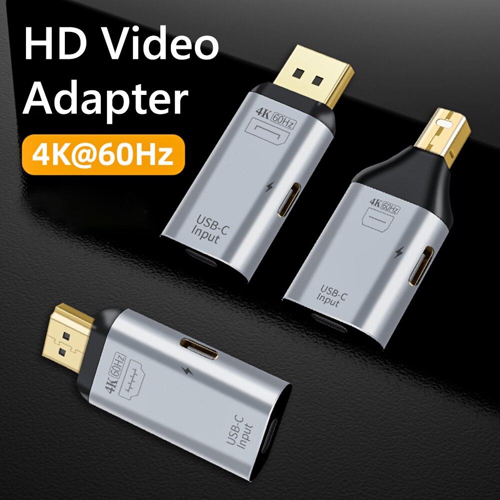 USB Type C Female to HDMI-compatible Display Port DP Male Adapter 4K 60Hz Converter for PC Computer Adapter