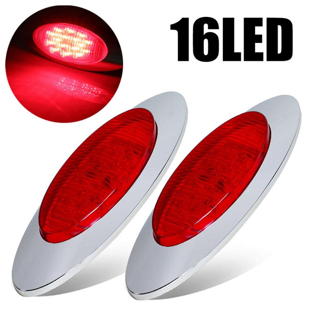 Luces laterales rojas de 6,5 &quot;para remolque y camión, luz ovalada impermeable, señal de giro, 12V, 2 piezas, 16LED