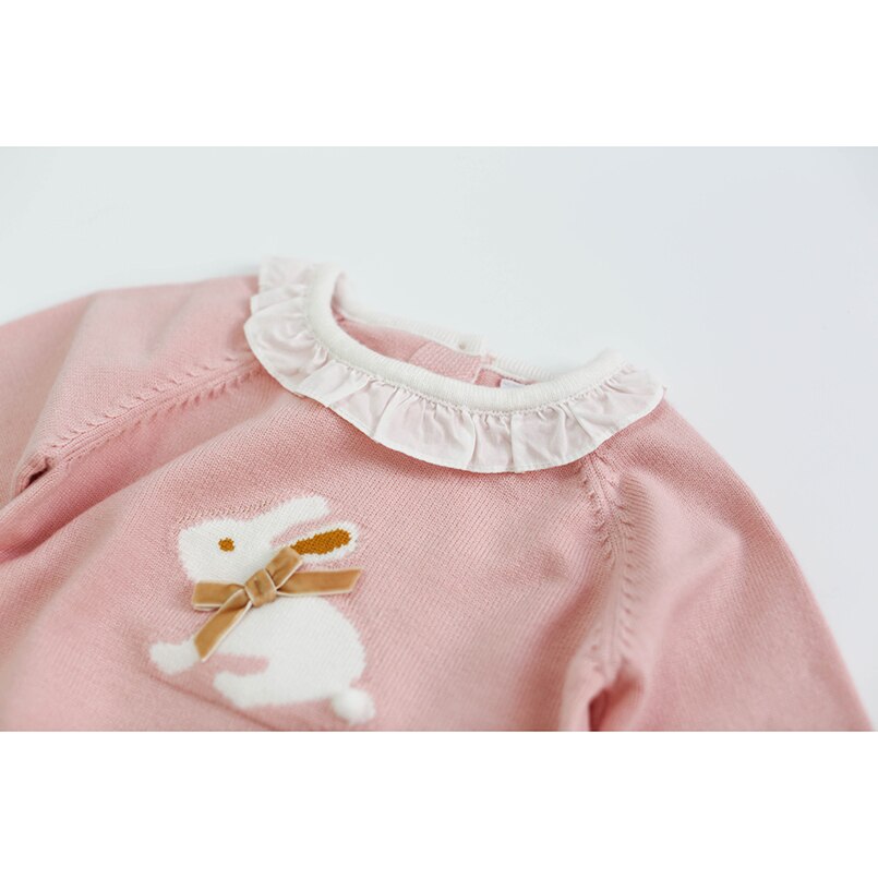 Cartoon bunny newborn baby girls long sleeve sweater cotton knitted pullovers for girls tops clothes children sweater 0-2