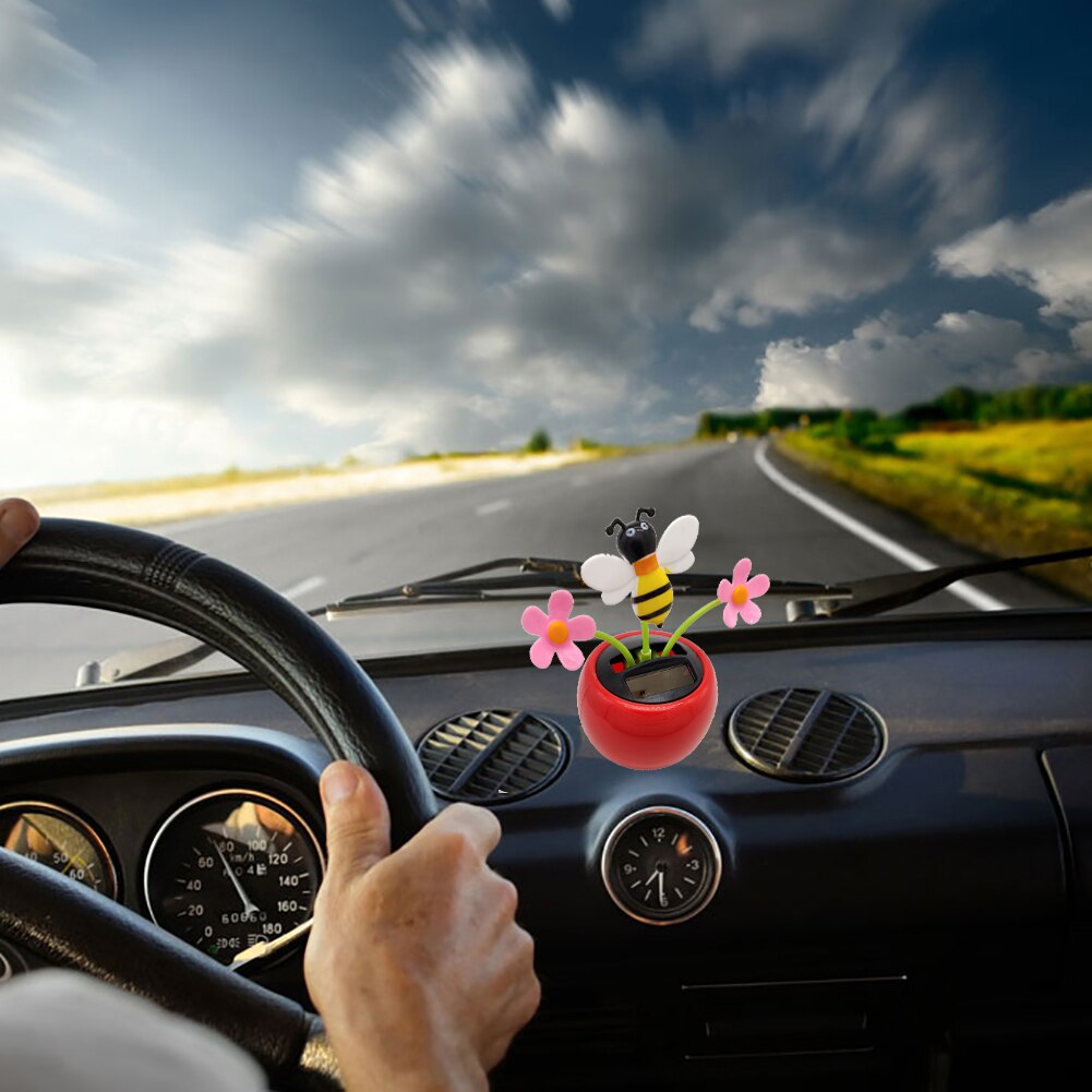 Solar Powered Swing Dancing Flower Bee Toy Home Car Ornament Decoration