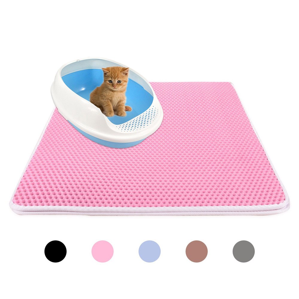 Cat Litter Mat EVA Double-Layer Cat Litter Trapper Mats with Waterproof Bottom Layer Premium Floor and Carpet Cat Bed 29: Pink / 30 X 30cm