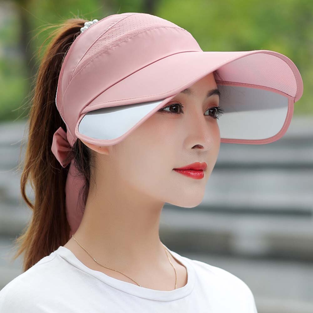 Verano sol sombrero visera gorras mujer escalable ala vacía arriba de béisbol gorra de protección UV playa visera del sol sombreros para las mujeres