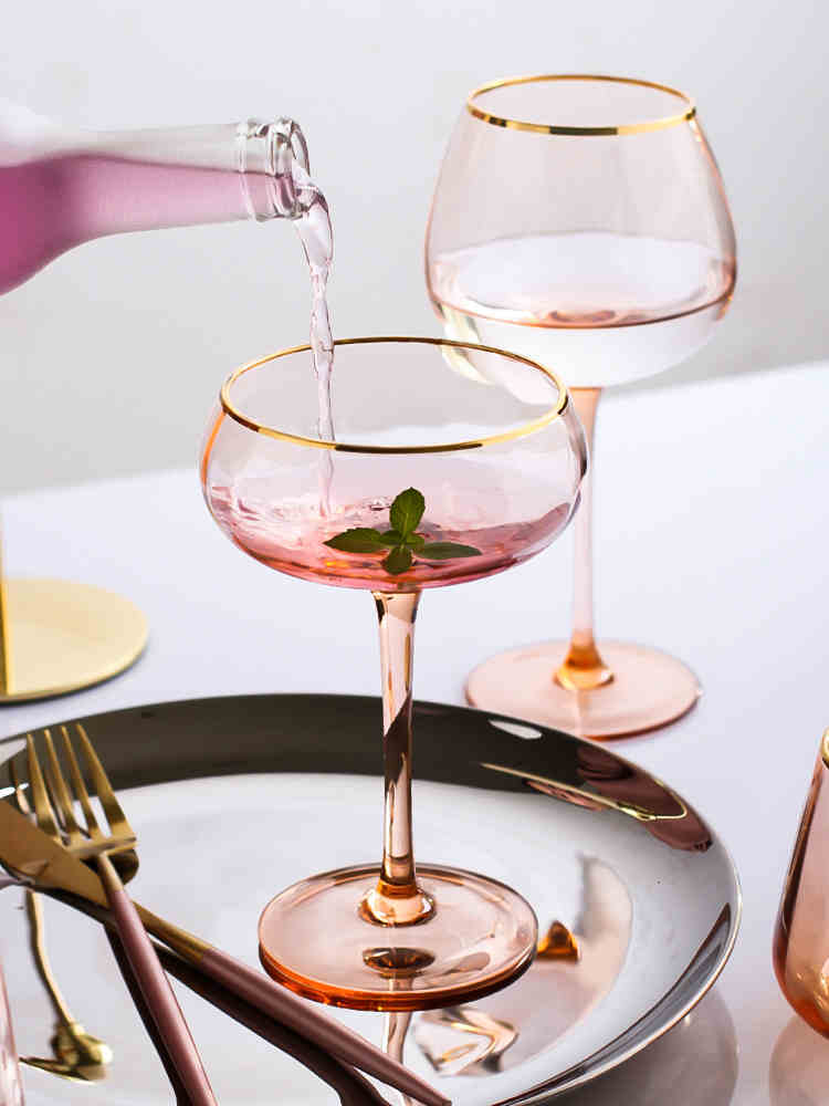 Drinking Glasses Gold Rim Champagne Glass Mug Wine Glass Cup Cocktail Glass Whisky Glass Mugs Dessert Ice-cream Glass