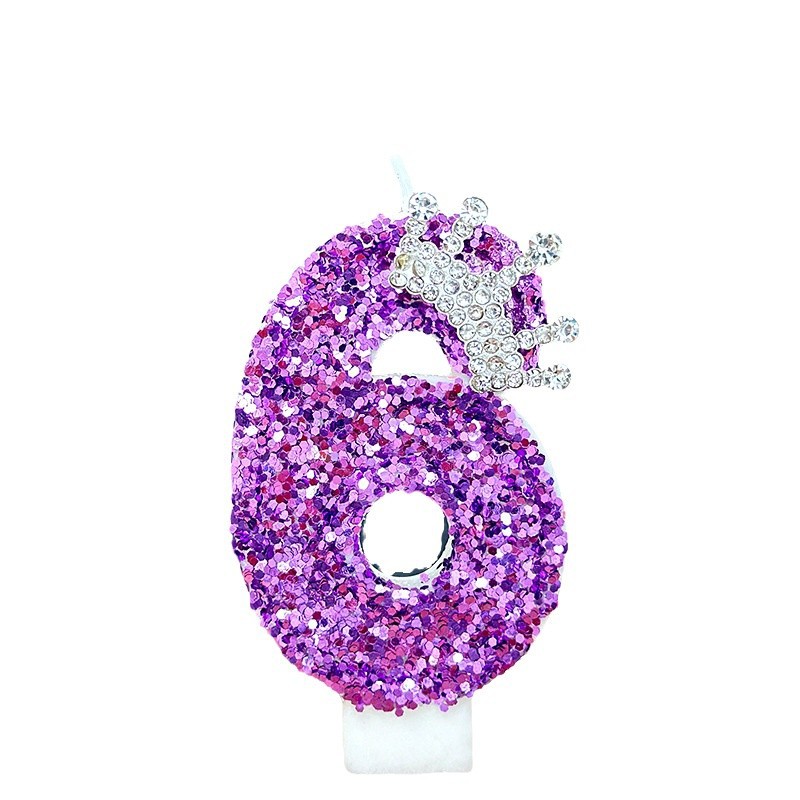 Purple digital birthday candle cake decoration birthday candle