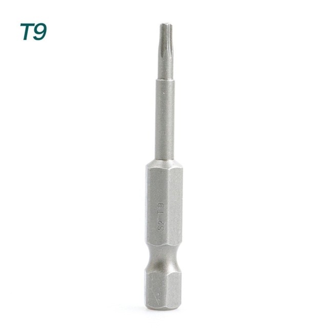 50mm torx skruetrækker bits med hul  t5, t6, t7, t15 t20 t25 t27 t30 1/4 tommer sekskantet skaft elektrisk skruetrækker stjerne bit sæt: T9