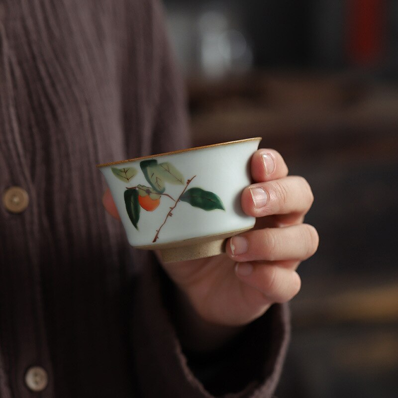 Tazón de té Personal para el hogar, taza maestra hecha a mano, taza de té de cerámica Retro de porcelana ru-china, artículos de gres para té, tazas de té