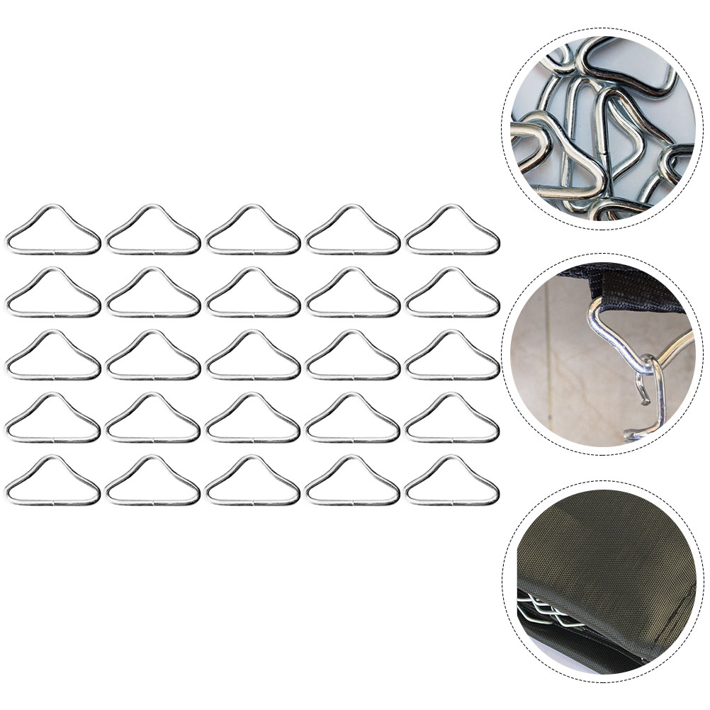 30 Pcs Trampoline Accessories Triangle Buckle Replacement Parts Galvanized Steel Wire Metal Rings Fitness Trampolines: Default Title