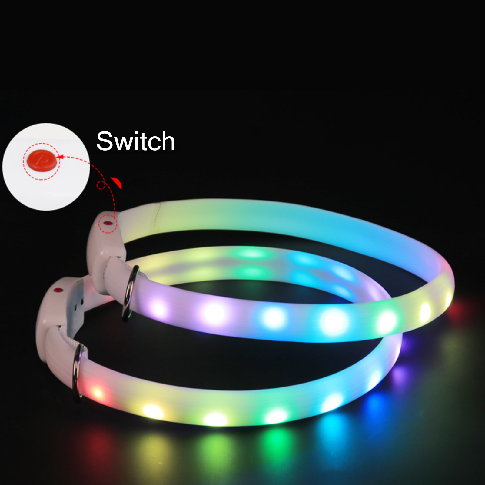 Collier lumineux LED USB pour animaux de compagnie, collier de chien, collier de chat, clignotant, ceinture de sécurité nocturne, anti-perte, brillant, brillant
