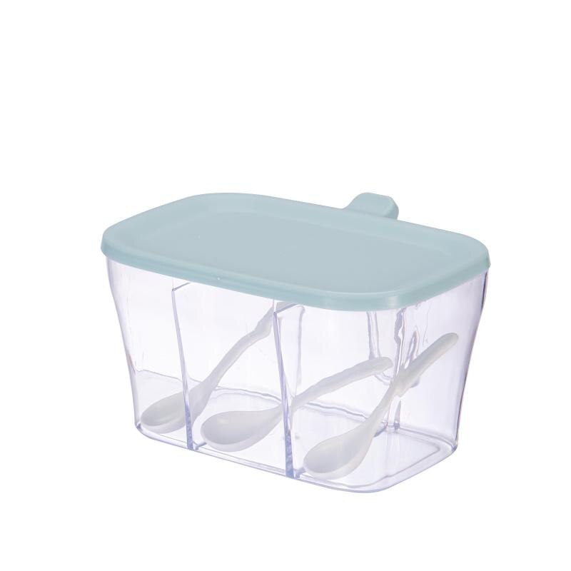 Kitchen Spice Jar Seasoning Box Spice Rack Spice Storage Bottle with Spoon Jars Transparent PP Salt Pepper Spice Sugar Box Tool: Blue