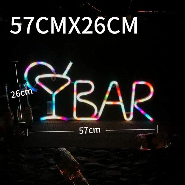 Led Bar Neon Sign Light Art Decor Neon Lamp Tube With Remote Contral For Party Bar Ktv Home Room Wall Decorative Night Lamp: Multicolor