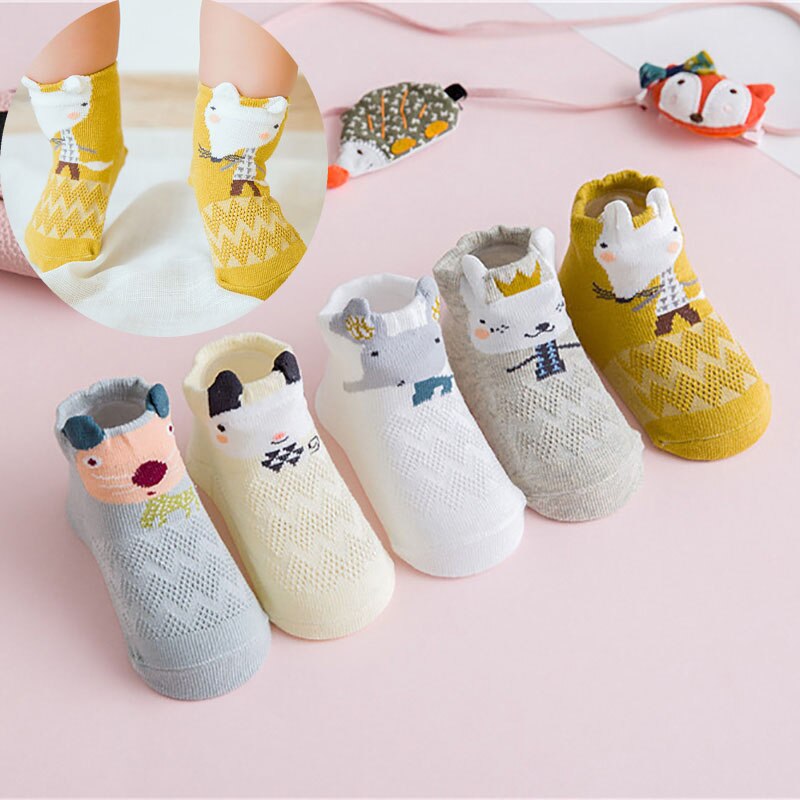 5 paare/los Nette Fuchs Katze Cartoon Baby Socken Sommer Neue Mesh Baby Mädchen Jungen Socken 1-3 Jahre Baumwolle socken für Jungen Mädchen Sokken