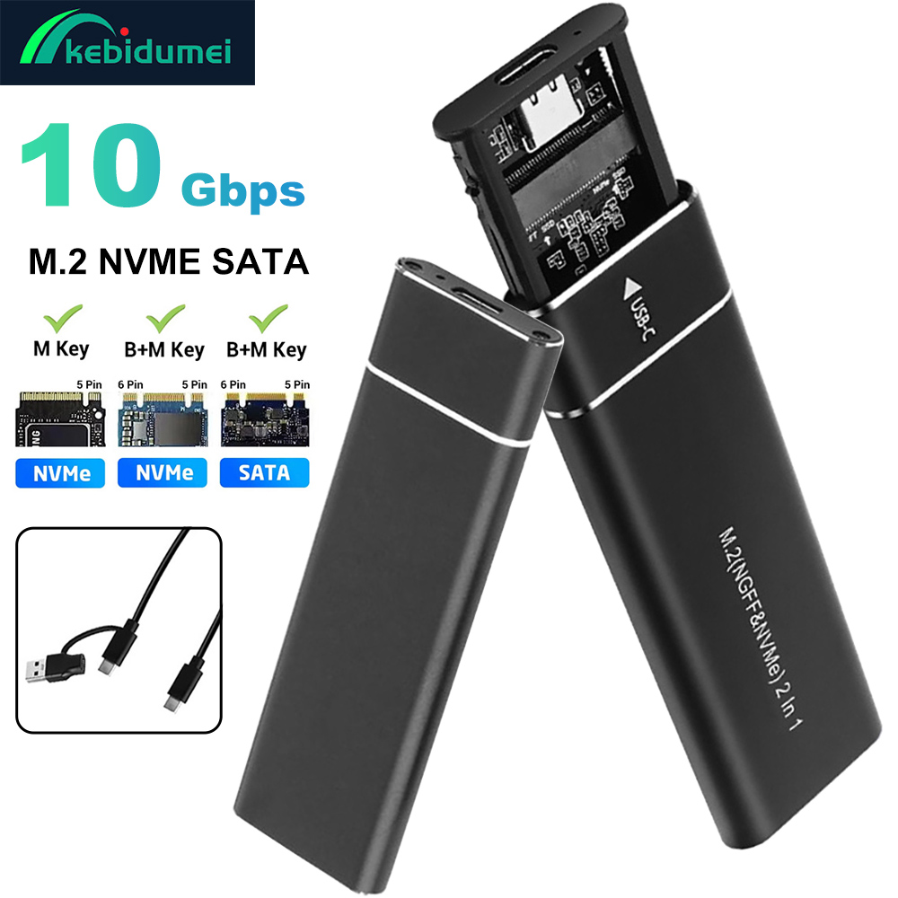 M2 SSD Case Dual Protocol M.2 NVME SATA External Enclosure M.2 to USB3.1 Type C SSD Adapter for NVME PCIE NGFF SATA SSD Disk Box