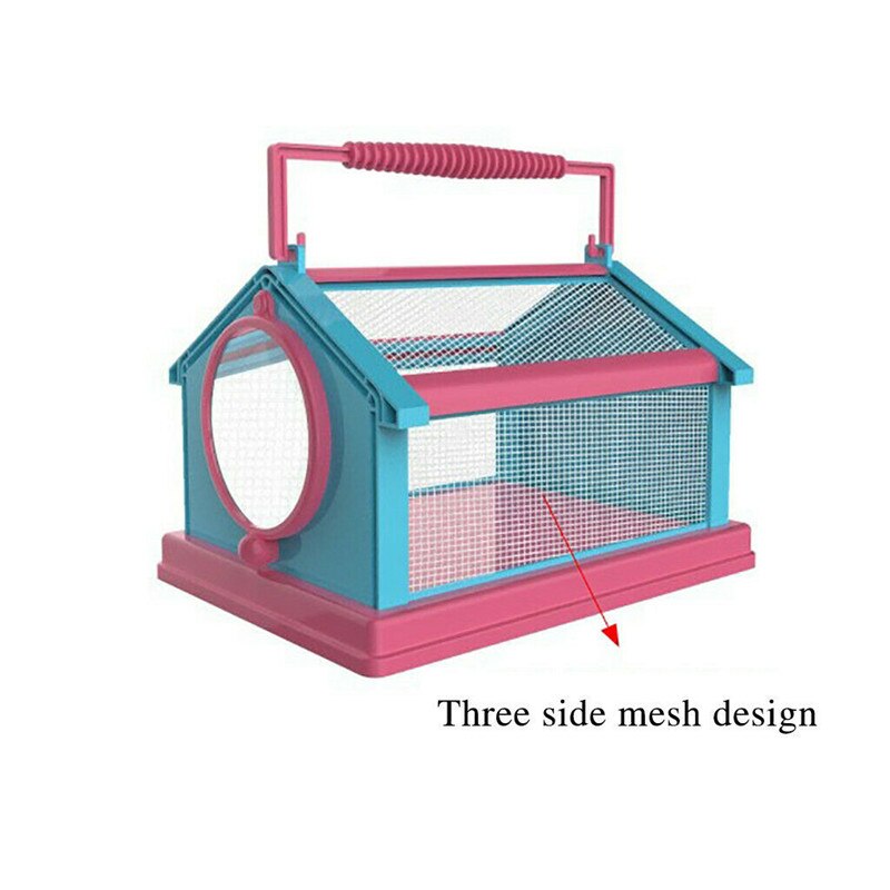 Kids Insect Cage Portable Net Catching Butterfly Insect Habitat House Cage With Carrying Handle Outdoor Scientific Exploration