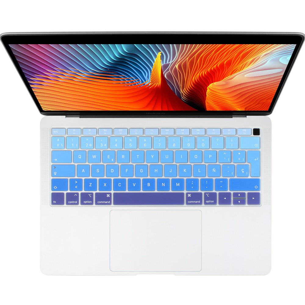 Euro Spanisch tastatur Abdeckung für Macbook Luft 13 & berühren Ich würde Staub nachweisen Schutz Schrittweise Ändern Farben Mac buch 13.3 "A1932: Gradient Blau