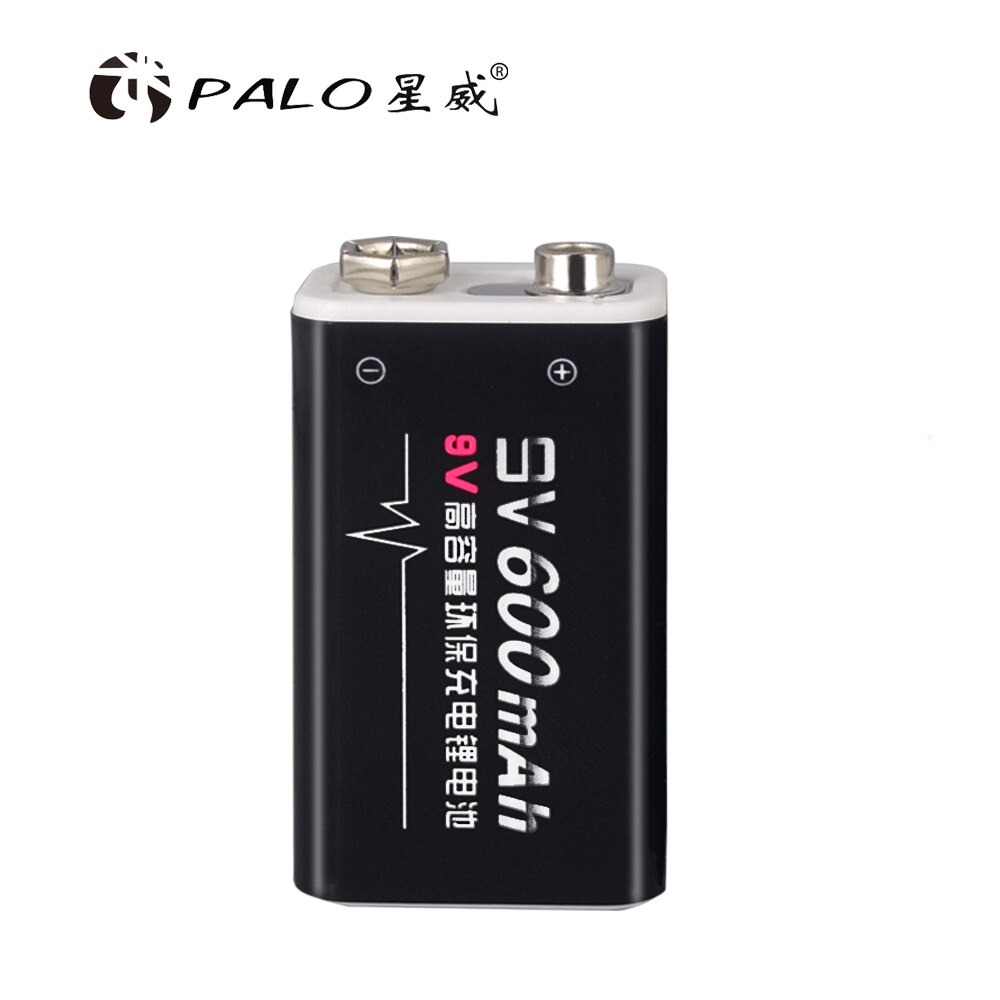 PALO 9V batterij 600 mAh Li-Ion 9V Oplaadbare Batterijen Accu Voor Rookmelders, Radio, Camera, game Player Etc