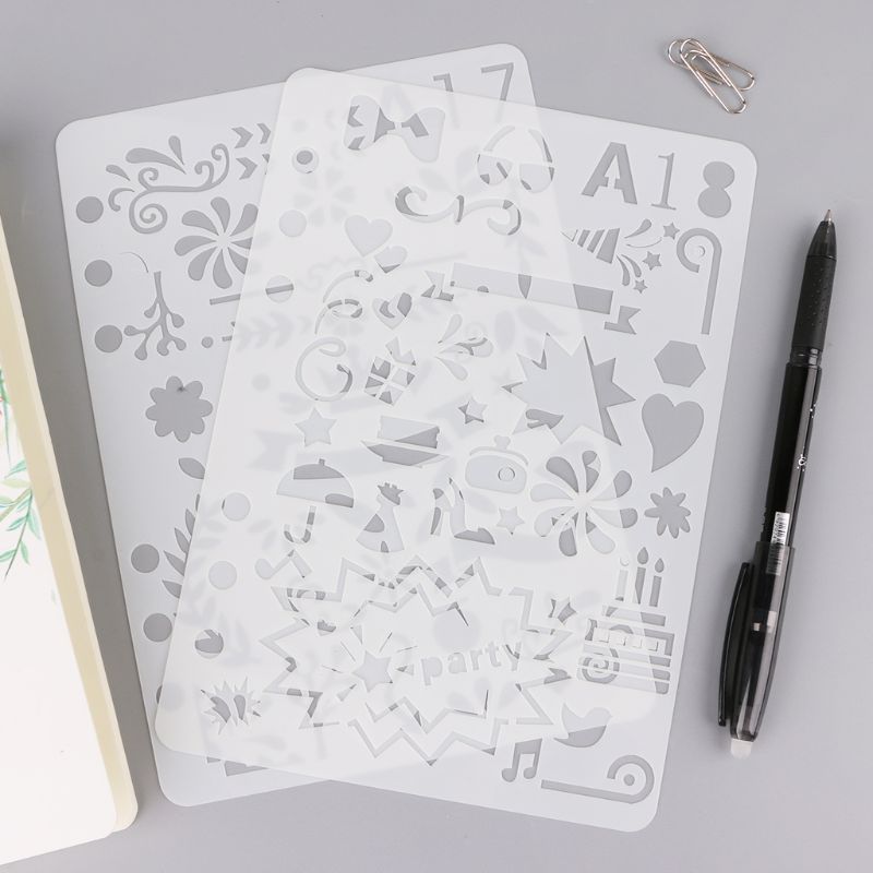 24Pcs Drawing Template Stencils Journal Notebook Diary Scrapbooking A5 DIY Stationery School Office Supplies