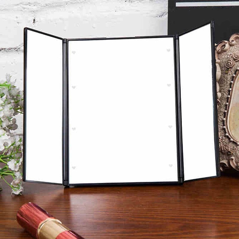 Tri-Fold Miroir De Maquillage avec Lumière LED Portable Voyage Compact Miroirs de Poche Voyage Plier Miroir Cosmétique NShopping