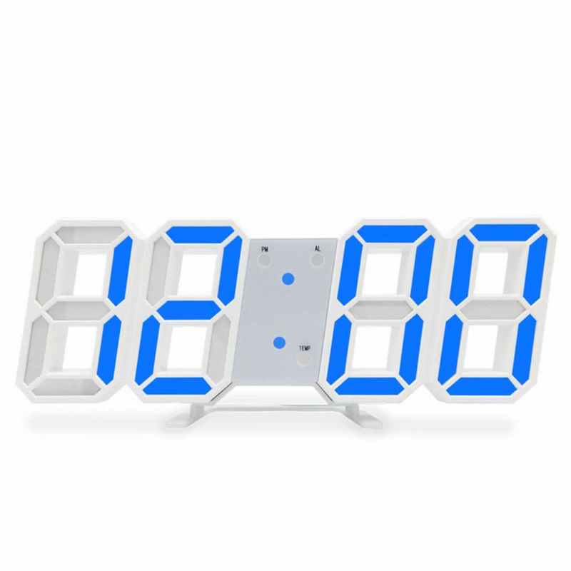 Tafel Klokken Led Digitale Wekker Digitale Klok Bureauklok Nachtkastje Wandklok Decoratieve Tafel Klok Met Thermometer: white blue