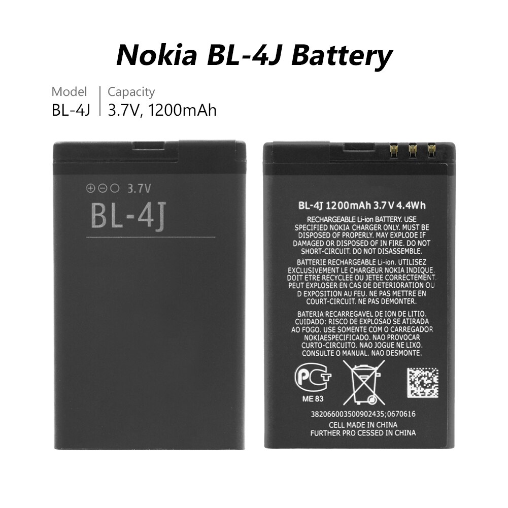 1200Mah Bl 4j BL-4J BL4J Batterij Mobiele Telefoon Batterij Batterijen Voor Nokia C6 C6-00 Lumia 620 Touch 3G vervanging Bateria