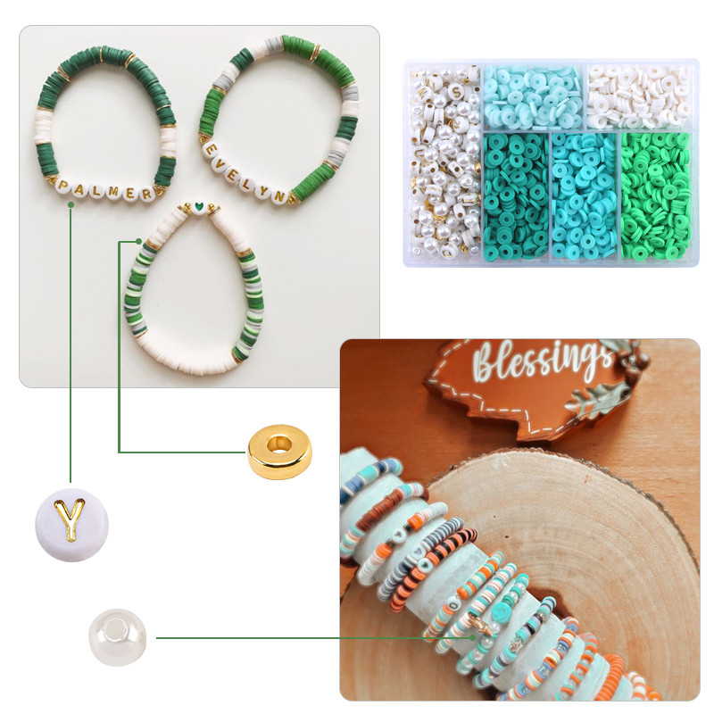 6mm Flat Beads Set Polymer Clay Beads For Jewelry Making With Pearl letter Beads Bracelets Necklace Earring DIY Handmade Craft
