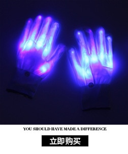 Gants de squelette d&#39;halloween unisexe colorés, 1 paire de gants LED Rave Light Light Finger Lighting clignotant