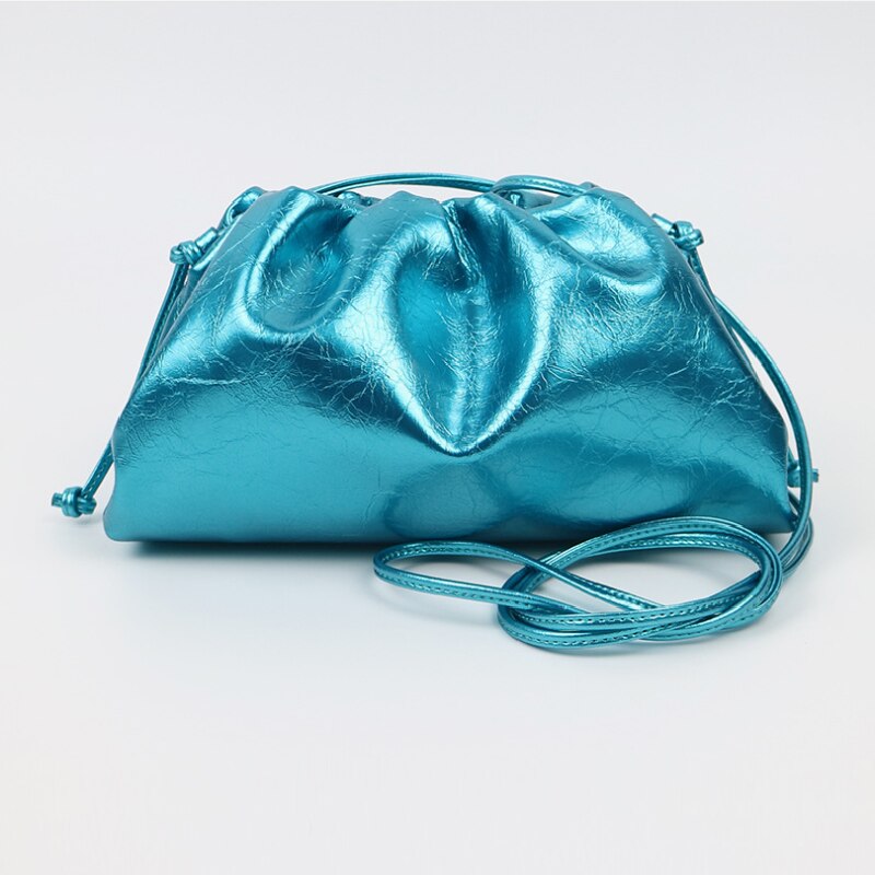 Pochette en cuir PU pour femmes, pochette de bonne de jour, bleu marron,: golden sky blue