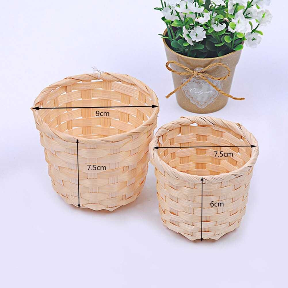 Bambus vævet kurv bh diverse organisator rattan plantekasse desktop container