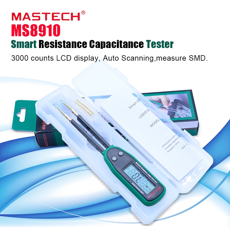 Originele MASTECH Smart SMD Tester Capaciteit Meter Multimeter MS8910, 3000 tellingen LCD-display, Auto Scannen, Auto Ranging
