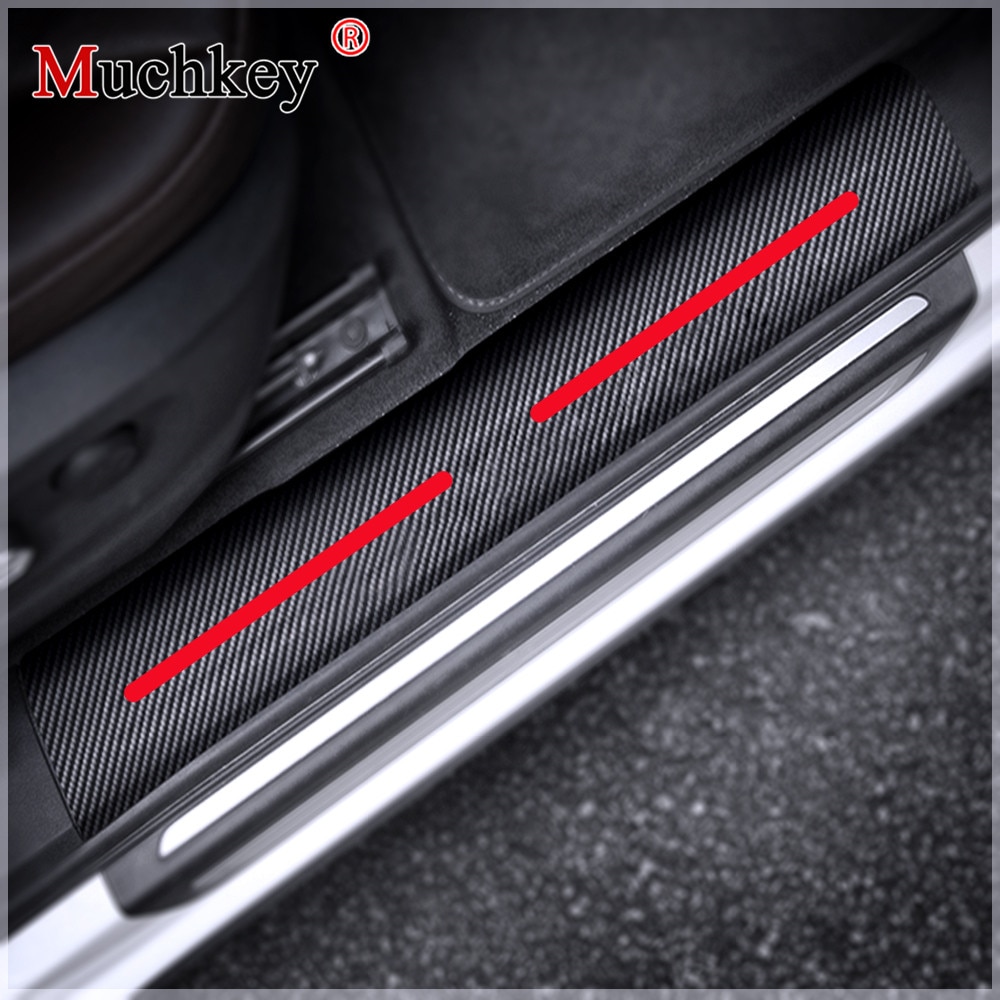 Bil-styling för fiat 124 spindel bil dörr tröskelplattor klistermärken scuff plate 4d kolfiber klistermärke