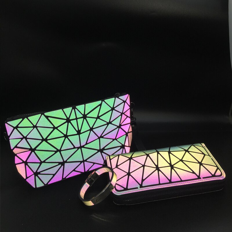 Pomysły na 2020 kobieta moda świetlny geometryczny plecak HOLOGRAM CROSSBODY torba zestaw BOSLA SAC A MAIN: Chain Wallet Bra S