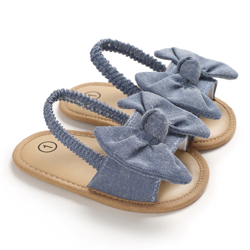 Warmom Baby Sommer Kleidung freundlicher Kleinkind Baby Mädchen Schuhe Bowknot Plaid gestreift Blumen- Party Prinzessin Strand Schuhe freundlicher Sandalen: Marine / 11CM(4.33Zoll)