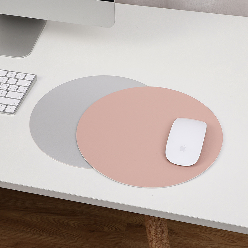 Round Mouse Pad Single-sided Solid Color Universal Non-slip Pad Mouse Pad Suitable for Laptop Office PU Gaming Mouse Pad: XXS / Dark Grey