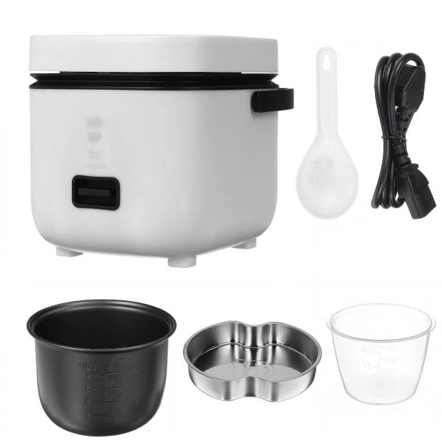 1Set 1.2L Mini Electric Rice Cooker Intelligent Automatic Household Kitchen Cooker 1-2 People Small Electric Rice Cookers: White