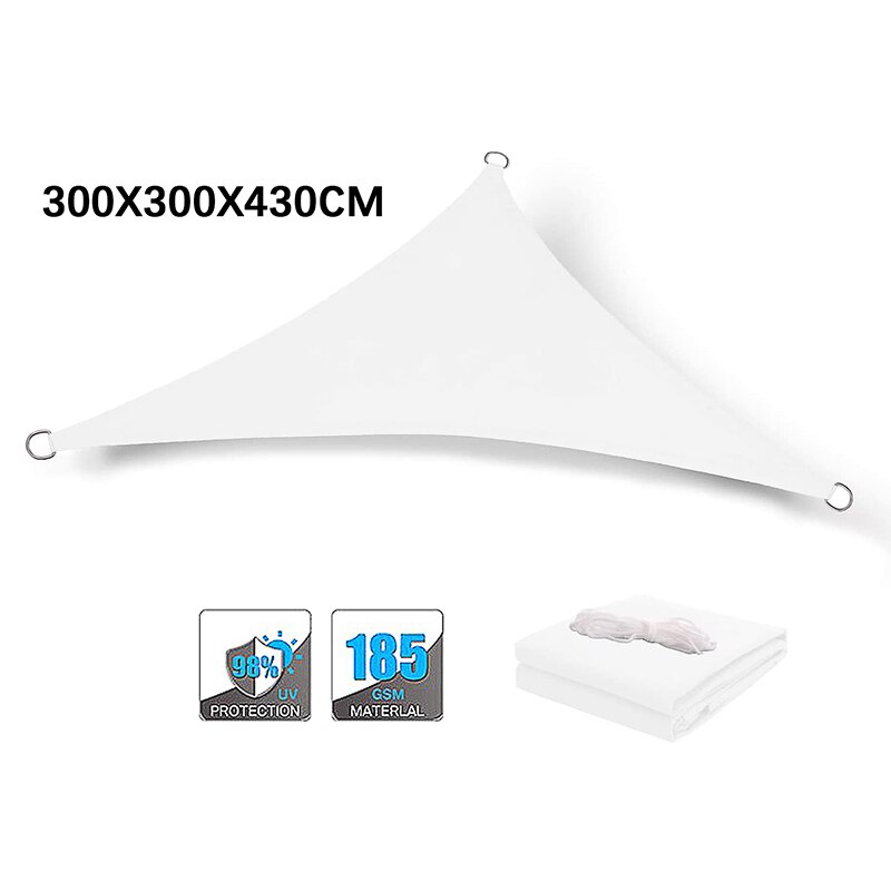 White 300D waterproof awning, triangle, rectangle, square awning shade sail outdoor awning garden terrace swimming pool awning: white 300X300X430cm
