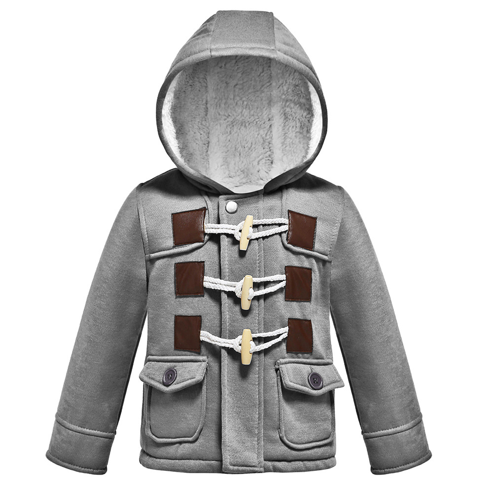 Winter Boys Jackets Keep Warm Thick Casual Hooded Coats For Kids Resist The Severe Cold Toddler Children Clothing: JK037-Gray / 4T
