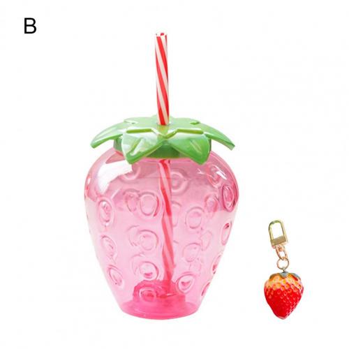 Cute Strawberry shape Water Bottle Cup with straw 500ml Straw Cup Milk Water Drinking Cup Juice tumbler Cup Straw Mug Drinkware: B